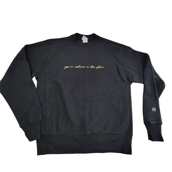 Champion Reverse Weave Women's Small Pullover You're Welcome In This Place Black - Picture 1 of 8